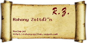 Rohony Zoltán névjegykártya